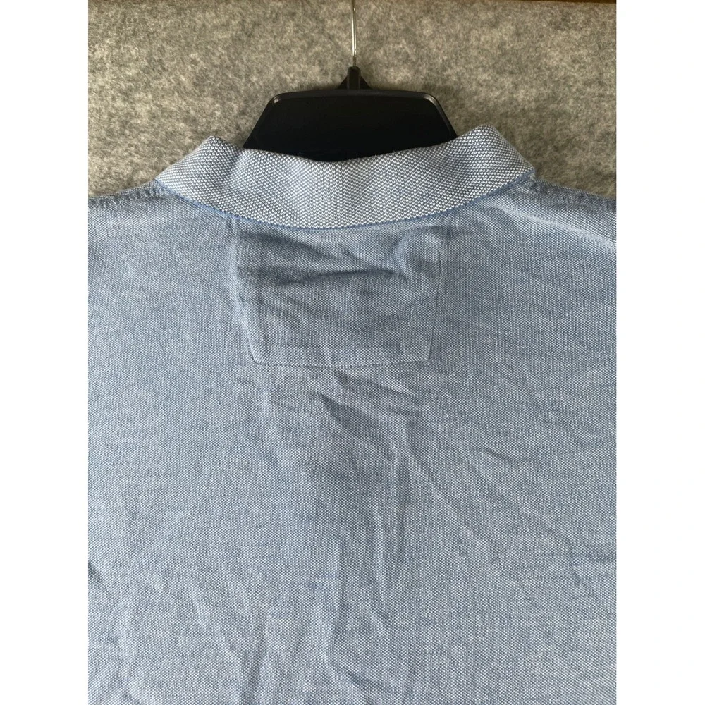 Banana Republic Mens Organic Cotton Pique Polo Shirt Blue Elephant Logo Large
